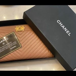 Authentic Chanel Boy Long Zipped Wallet